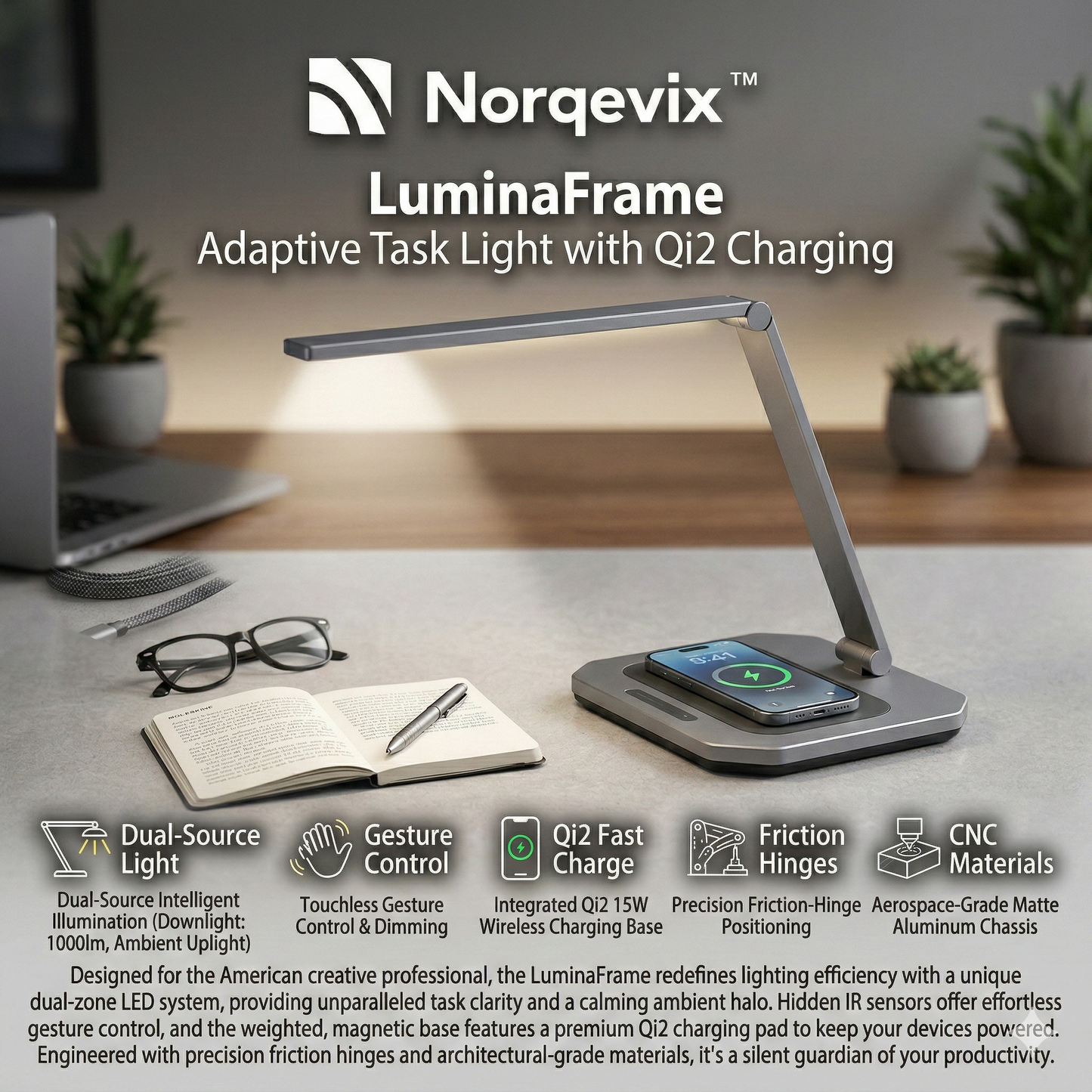 Norqevix™ LuminaFrame Adaptive Task Light